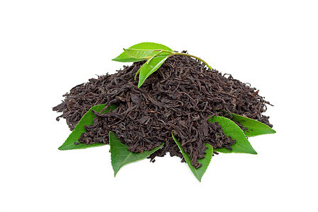 含叶叶的黑茶文化白毫白色草本黑色草本植物绿色水果叶子药品图片