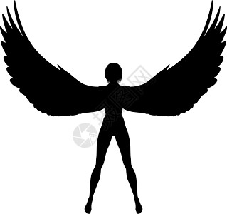 双身妇女设计翅膀女性元素插图飞行黑色图片