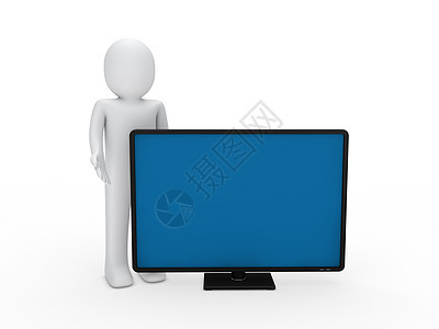 3d 人电视手表屏幕薄膜人士商业椅子男人视频监视器天线图片