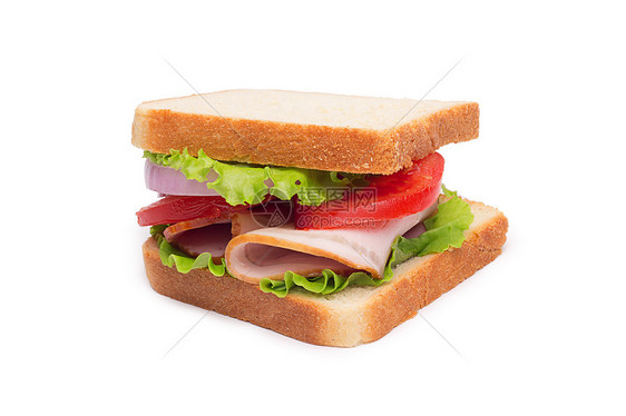 配有培根和蔬菜的三明治摄影美食午餐面包包子食物火腿熏肉小吃洋葱图片