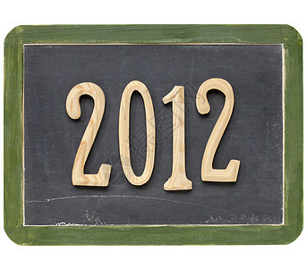 2012年在黑板上季节新年水平绿色木头粉笔白色网络数字图片