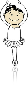 可爱的小芭蕾舞者 为设计你的设计旋转绘画艺术草图卡通片女士短裙女性插图舞蹈家图片