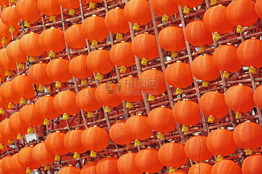华人绿灯墙红色收藏灯笼墙纸黄色新年团体图片