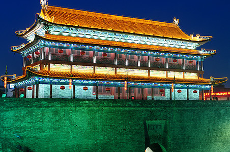 中国西安文化天空蓝色石头城市建筑学灯笼历史风景旅行图片