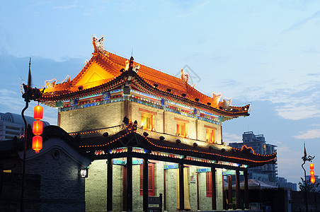 中国西安历史性蓝色旅行场景天空文化城市观光风景建筑学图片
