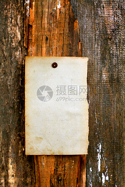 木制背景的空白纸文档标签木头海报广告胶合招牌公告明信片棕色图片
