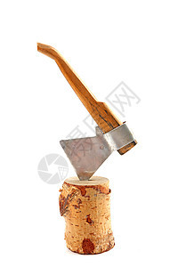 树桩中的斧头橡木金属工具工作室刀刃树干乡村白色精加工日志图片