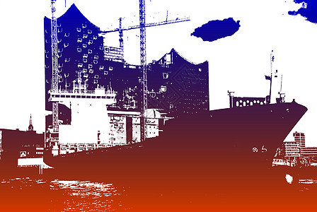 汉堡港建筑学城市工地城市规划城区繁荣汉堡建筑起重机进步图片