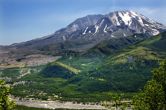 绿山河圣海伦斯国家公园洗刷花牌图片