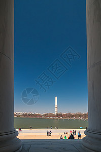 莱文顿纪念碑直流电城市池塘天空首都大理石辉煌日出纪念碑反射图片
