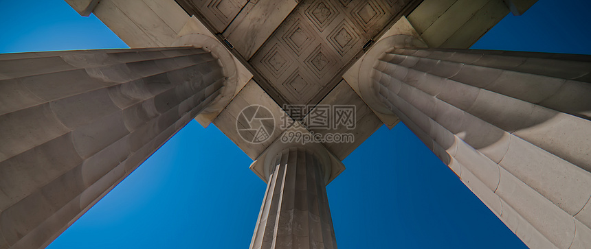 新型古典独音建筑细节砂岩蓝色天空建筑学寺庙艺术离子天花板博物馆首都图片