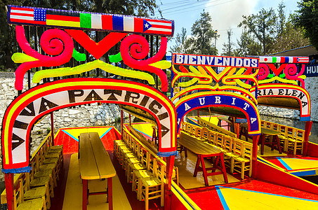 Xochimilco的船花园联邦旅游拉丁活力旅行发行城市冒险文化图片
