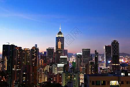 香港夜景办公室建筑天空景观商业市中心蓝色场景金融城市图片