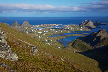 游岛海洋支撑风景海岸线村庄全景图片