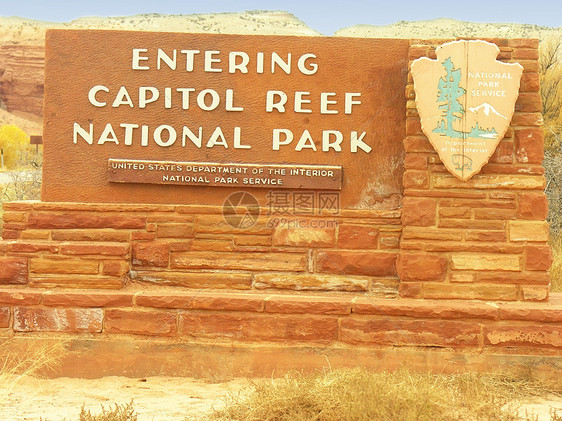 美国犹他州犹他州国会礁国家公园标志图片
