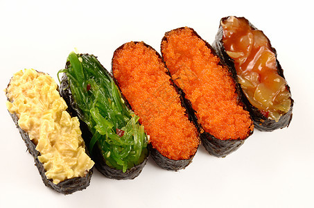 隔离的寿司套件午餐食物章鱼海鲜菜单餐厅风格螃蟹海藻蟹卵图片