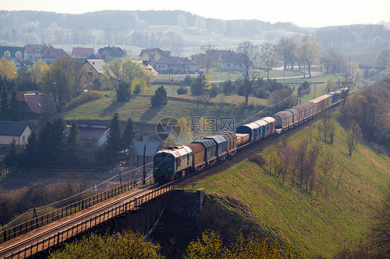 货运火车货物铁路森林工业机车车辆力量乡村鸟瞰图风景图片