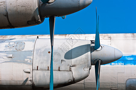 老飞机近视螺旋桨飞机航展螺旋桨怀旧蓝色客机金属古董空气乘客翅膀背景