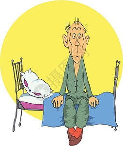 精神压力疾病男人诊所绘画治疗失眠睡衣插图痛苦图片