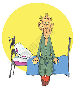 精神压力男人治疗痛苦诊所疾病插图失眠绘画睡衣背景图片