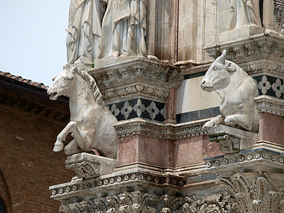 Duomo外墙建筑细节意大利图斯卡纳窗户窗饰大理石宽慰拱廊建筑学圣母教会门户网站雕塑图片