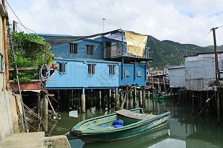 Tai O 香港一个小渔村宝塔文化旅行寺庙城市住宅场景村庄钓鱼窝棚背景图片