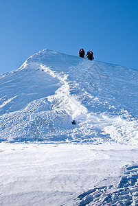 冰川上的攀登者石头蓝色僻壤气候登山团体游览危险滑雪爬坡图片