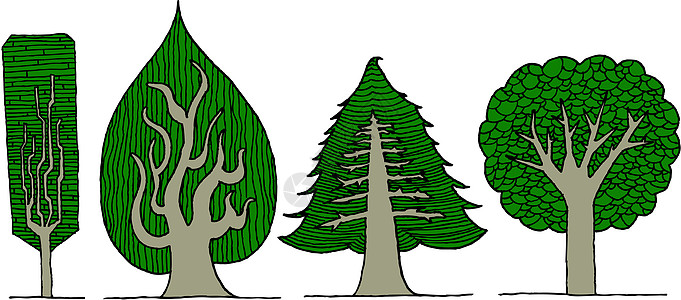 手工绘画的矢量异地树系列图片