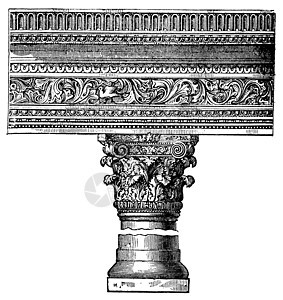 柱子在君士坦丁堡的圣约翰教堂 复古电子雕刻脚凳艺术遗产地标帝国教会蚀刻建筑学历史性图片