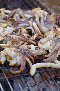 烤鱿鱼特产大豆海鲜烧烤乌贼烹饪美食食物章鱼烘烤图片