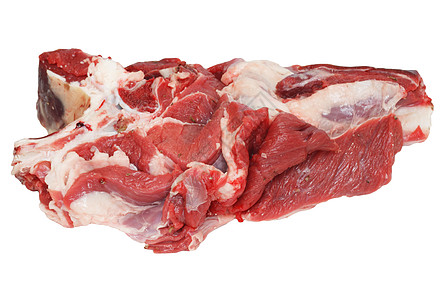 鲜切羊肉白种背景的粗肉牛肉店铺红色饮食猪肉食物牛扒白色大部分腰部背景