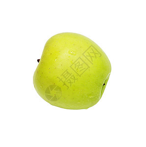白上孤立的绿苹果卫生水滴食物果味养分宏观小吃水果饮食保健图片