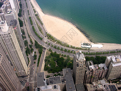 芝加哥之景城市天际反射日落天空生活支撑建筑旅行商业图片
