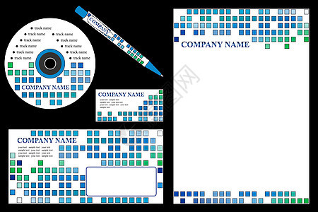 易编辑的矢量     公司身份模板 企业数据库贸易办公室笔记横幅框架卡片光盘技术商业蓝色图片