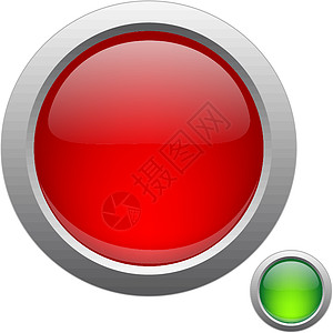 用于网络应用程序的矢量光按钮玻璃红色白色插图阴影绿色反射黑色网站商业图片