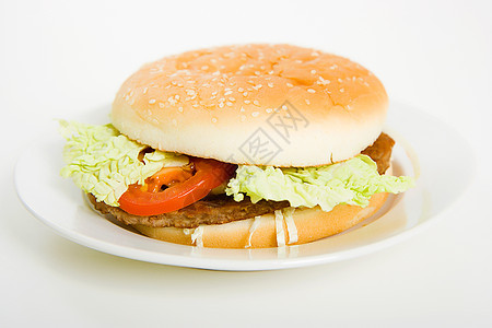 盘子上的汉堡汉堡种子桌子早餐包子团体摄影面包蔬菜生活芝麻图片
