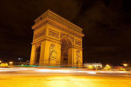 法国巴黎胜利历史旅行溪流蓝色旅游路口入口大理石日落图片
