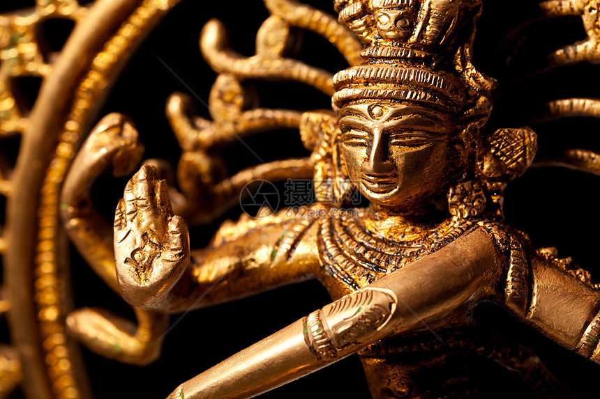 舞蹈之王印度新都神雕像上帝黄铜白色塑像金子纪念品青铜金属神话宗教图片