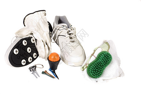 高尔夫球场拉拔器尖刺白色手套配件运动鞋带分区橙子猎犬图片