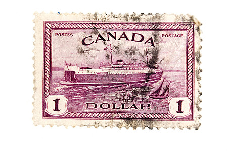 复古加拿大邮票渡船航海邮资殖民地英语国王背景