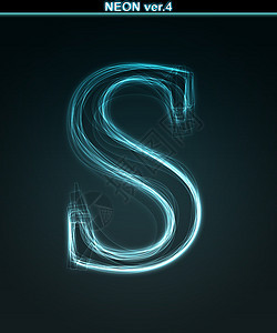 光耀的亮尼恩字体 S 发光的信 S背景图片