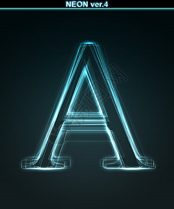 光耀的亮尼恩字体英语字母力量辉光刻字编织艺术高科技蓝色数字背景图片