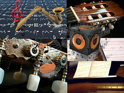 音乐和乐器的合成图片