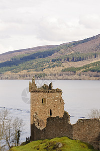苏格兰尼斯湖Urquhart城堡堡垒据点图片