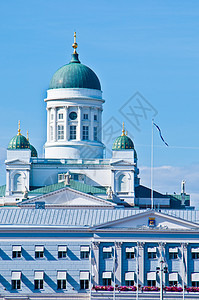 赫尔辛基大教堂城市教会圆顶大教堂蓝色白色晴天建筑首都纪念碑图片