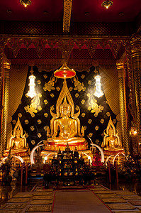 泰国神庙金佛雕像泰国游客宗教古董场景旅行力量寺庙精神灵魂金属图片