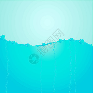 水水平飞溅青色雨滴海浪水族馆气泡液体插图图片
