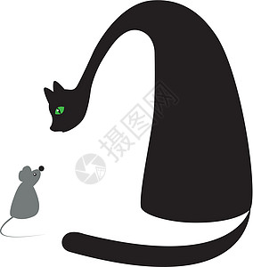 猫和鼠鼠艺术友谊夫妻老鼠宠物玩具插图绘画小猫团体图片