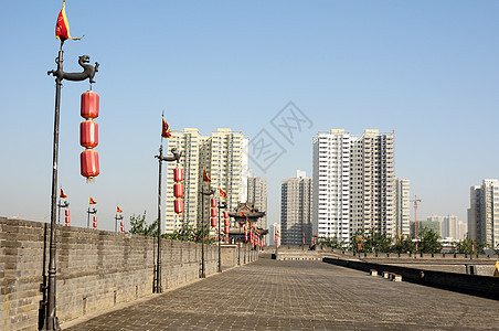 中国西安古城墙旅游城堡城市历史性建筑学天空观光旅行建筑公寓图片