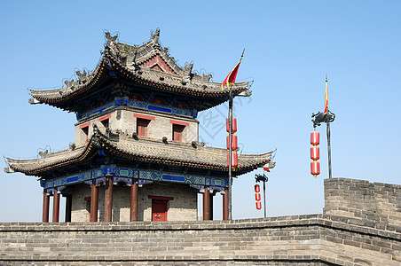 中国西安古城墙观光天空城市历史城堡旅游文化地标旅行建筑图片